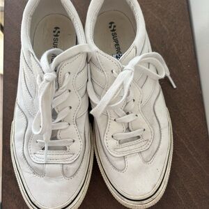 Superga Size 40 White Lace-Up Sneakers